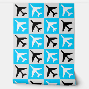 Geometrisches blaues Flugzeug für Flugzeuge Tapete