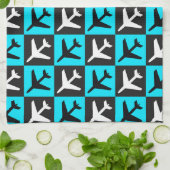 Geometrisches, blaues Flugzeug Geschirrtuch (Gefaltet)
