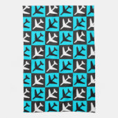 Geometrisches, blaues Flugzeug Geschirrtuch (Vertikal)