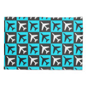 Geometrisches, blaues Flugzeug Kissenbezug (Rückseite)
