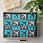 Geometrisches, blaues Flugzeug Seidenpapier (Geschenk)