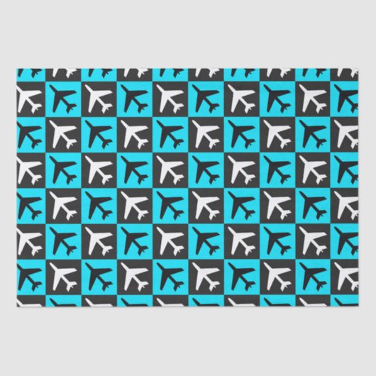 Geometrisches, blaues Flugzeug Seidenpapier (Vorderseite)
