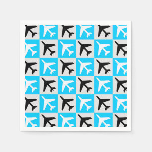 Geometrisches, blaues Flugzeug Serviette
