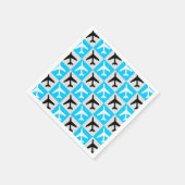 Geometrisches, blaues Flugzeug Serviette (Ecke)