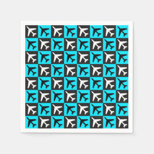 Geometrisches, blaues Flugzeug Serviette