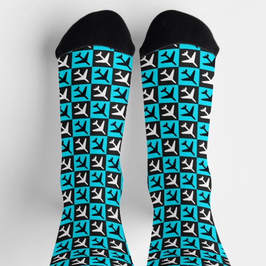 Geometrisches, blaues Flugzeug Socken (Oben)