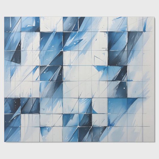 Geometrisches blaues Geschenkpapier (Flach)