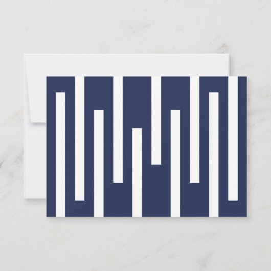 Geometrisches blaues Menü Auswahl RSVP Hochzeit (Rückseite)