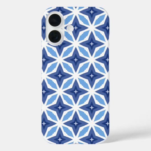 Geometrisches blaues Muster Case-Mate iPhone Hülle (Rückseite)