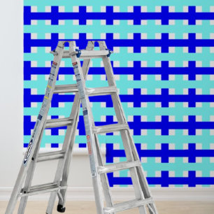Geometrisches blaues Muster des Karos Peel Stick Tapete