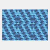 Geometrisches blaues Muster Geschenkpapier Set (Vorderseite)