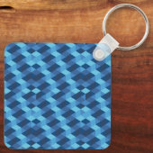 Geometrisches blaues Muster Schlüsselanhänger (Rückseite)