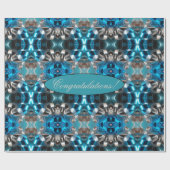 Geometrisches blaues Silver Gray Ribbon-Muster Hin Geschenkpapier (Flach)