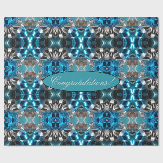 Geometrisches blaues Silver Gray Ribbon-Muster Hin Geschenkpapier (Flach)