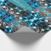 Geometrisches blaues Silver Gray Ribbon-Muster Hin Geschenkpapier (Ecke)