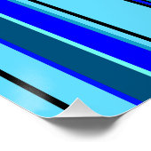 Geometrisches blaues Strichcodemuster Poster (Ecke)
