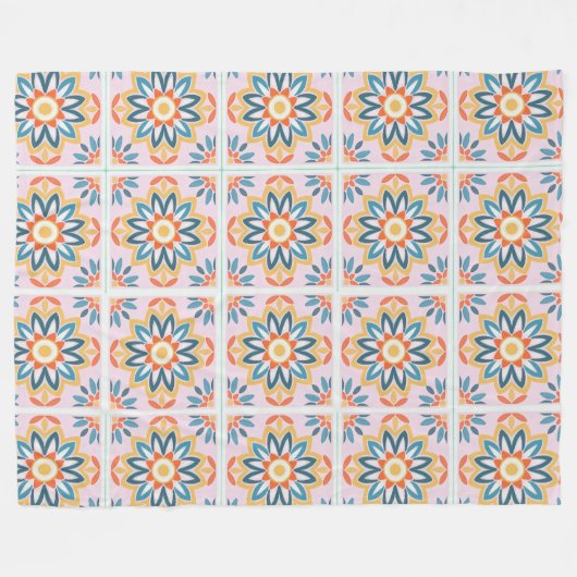 Geometrisches Bloom Fleecedecke (Vorderseite (Horizontal))