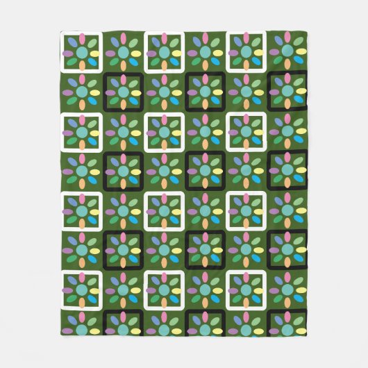 Geometrisches Blumengartenmuster Fleecedecke (Vorderseite)