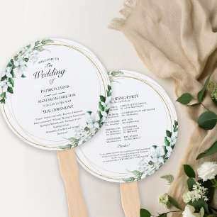 Geometrisches Blumengrün Hochzeitsprogramm Fächer