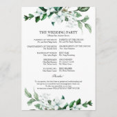 Geometrisches Blumengrün-Hochzeitsprogramm Programm (Rückseite)