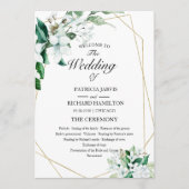 Geometrisches Blumengrün-Hochzeitsprogramm Programm (Vorderseite)