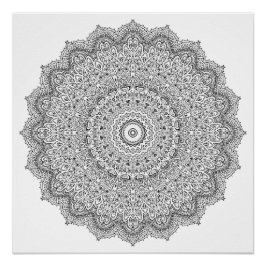 Geometrisches Blumenmandala Erwachsenenfarben Poster