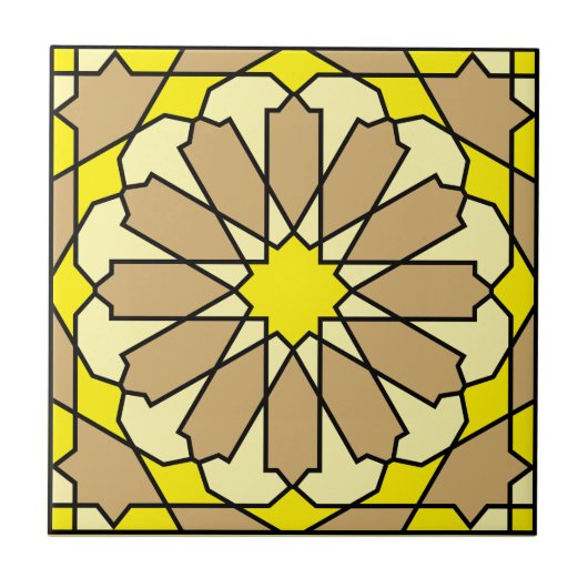 Geometrisches Blumenmuster Azulejo Fliese (Vorderseite)