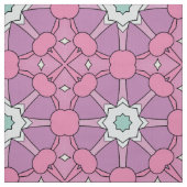 Geometrisches Blumenmuster in rosa und grünem Farb Stoff (Muster)
