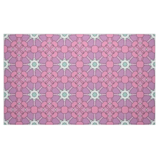 Geometrisches Blumenmuster in rosa und grünem Farb Stoff (Fat Quarter (45,7 x 55,9 cm))