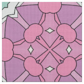 Geometrisches Blumenmuster in rosa und grünem Farb Stoff (Nahaufnahme)