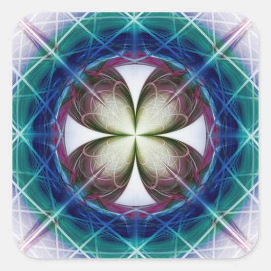 Geometrisches Blumenmuster Quadratischer Aufkleber (Vorderseite)