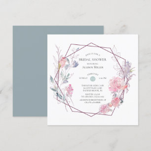 Geometrisches Blumenrahmen Bridal Dusche Einladung