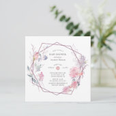 Geometrisches Blumenrahmen Kinderdusche Einladung (Stehend Vorderseite)