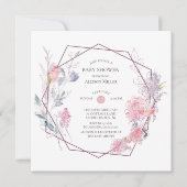 Geometrisches Blumenrahmen Kinderdusche Einladung (Vorderseite)