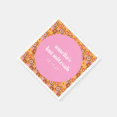 Geometrisches Blumenrosa Orange Bat Mitzvah Custom Serviette (Ecke)