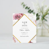 Geometrisches Blumenrot Save the Date (Stehend Vorderseite)