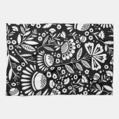 Geometrisches BlumenSchwarzweiss-Geschirrtuch Handtuch (Horizontal)