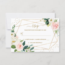 Geometrisches Blush Gold Floral Gold Hochzeit RSVP