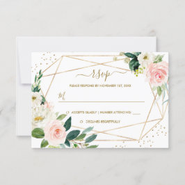 Geometrisches Blush Gold Floral Gold Hochzeit RSVP