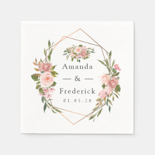 Geometrisches Blush und Rose - Hochzeit der golden Serviette