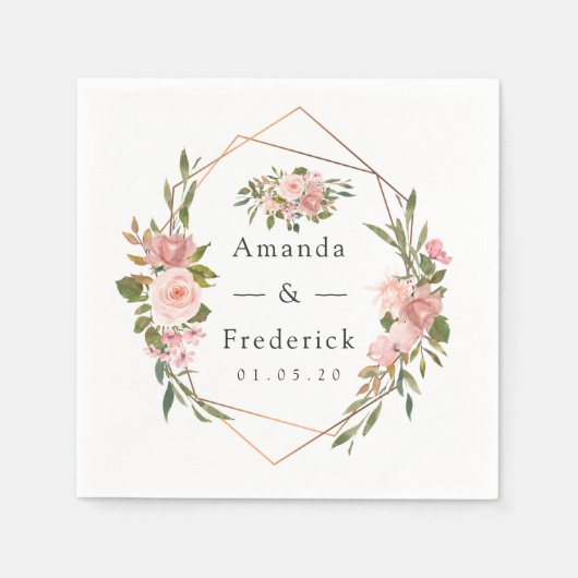 Geometrisches Blush und Rose - Hochzeit der golden Serviette (Vorderseite)
