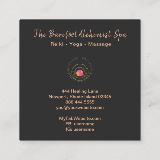 *~* geometrisches Boho Goldheilige Geometrie Mond Quadratische Visitenkarte (Rückseite)