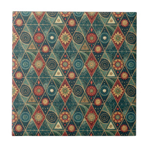 Geometrisches Boho-Mandala-Dreieck-Designmuster Ku Fliese