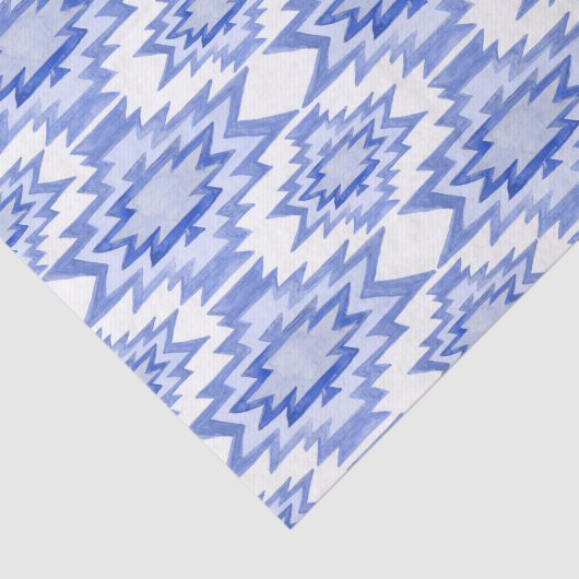 Geometrisches Boho Muster blaues Geschenk Seidenpapier (Ausschnitt)
