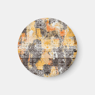 Geometrisches Boho-Stammes-Distressed-Muster Magnet