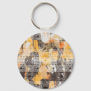 Geometrisches Boho-Stammes-Distressed-Muster Schlüsselanhänger