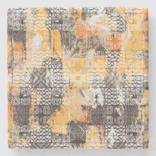 Geometrisches Boho-Stammes-Distressed-Muster Steinuntersetzer