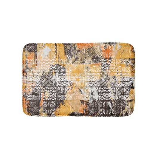 Geometrisches Boho Tribal Distressed Muster Badematte (Vorderseite)