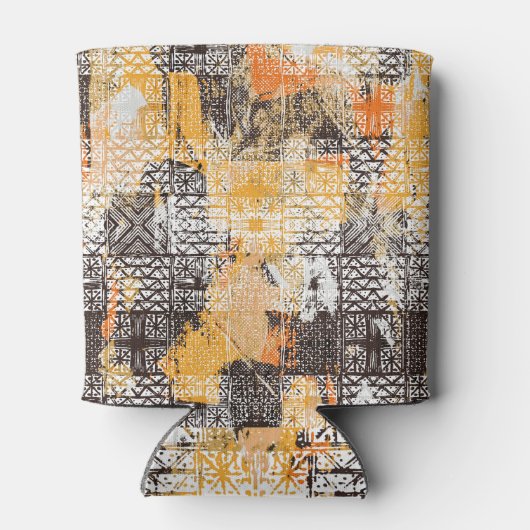 Geometrisches Boho Tribal Distressed Muster Dosenkühler (Rückseite)