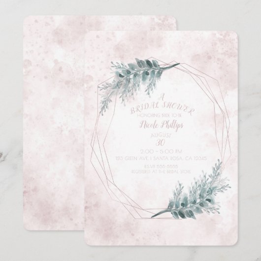 Geometrisches botanisches Brautparty Einladung (Vorne/Hinten)